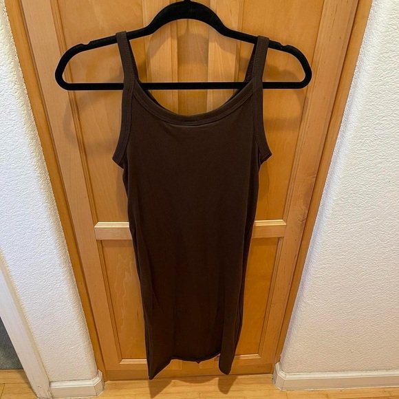 H&M Dresses & Skirts - Cami Tank Dark Brown Ribbed Bodycon Midi Dress Size Small